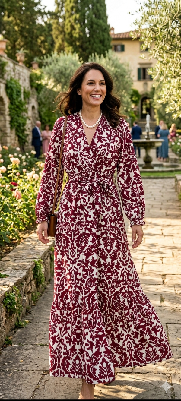 Robe Longue à Motifs – Élégance et Raffinement