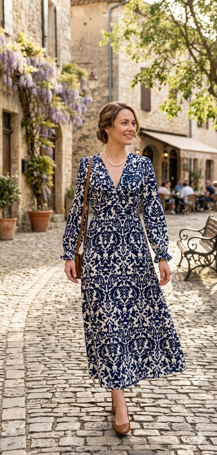 Robe Longue à Motifs – Élégance et Raffinement