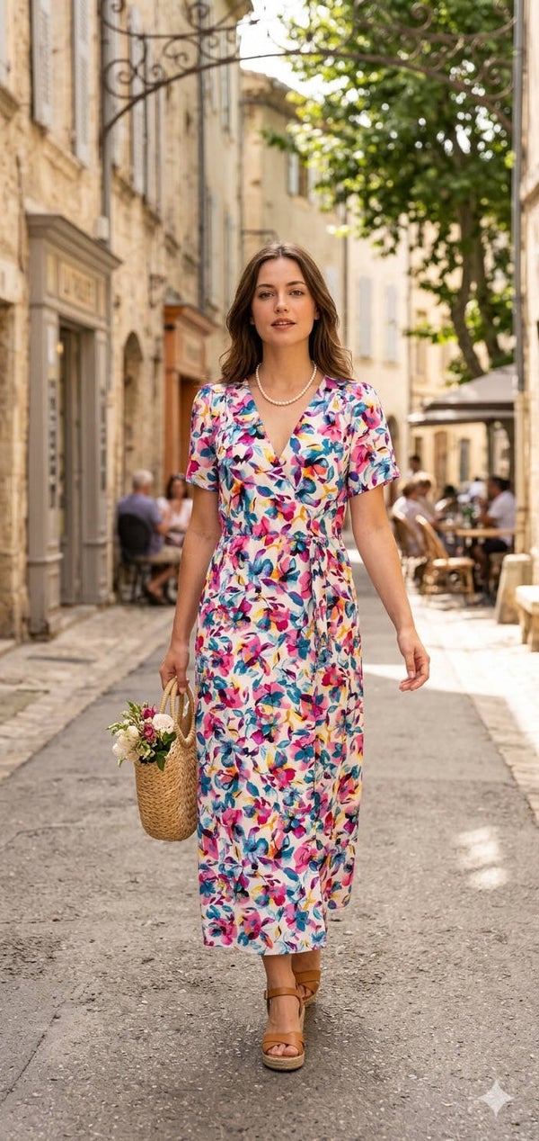 Robe Longue à Motifs – Élégance et Raffinement
