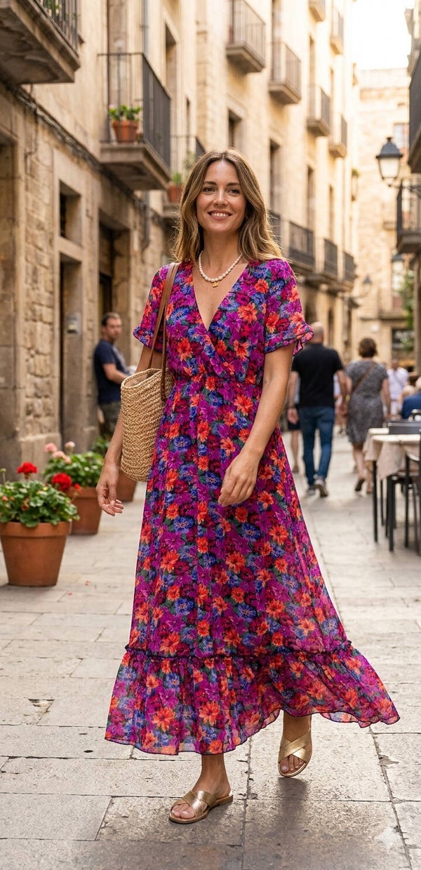 Robe Longue à Motifs – Élégance et Raffinement