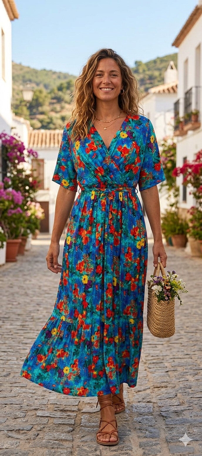 Robe Longue à Motifs – Élégance et Raffinement