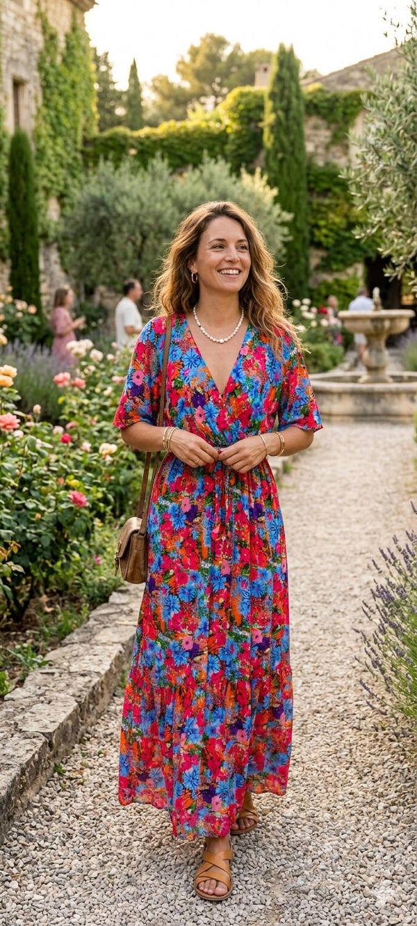 Robe Longue à Motifs – Élégance et Raffinement