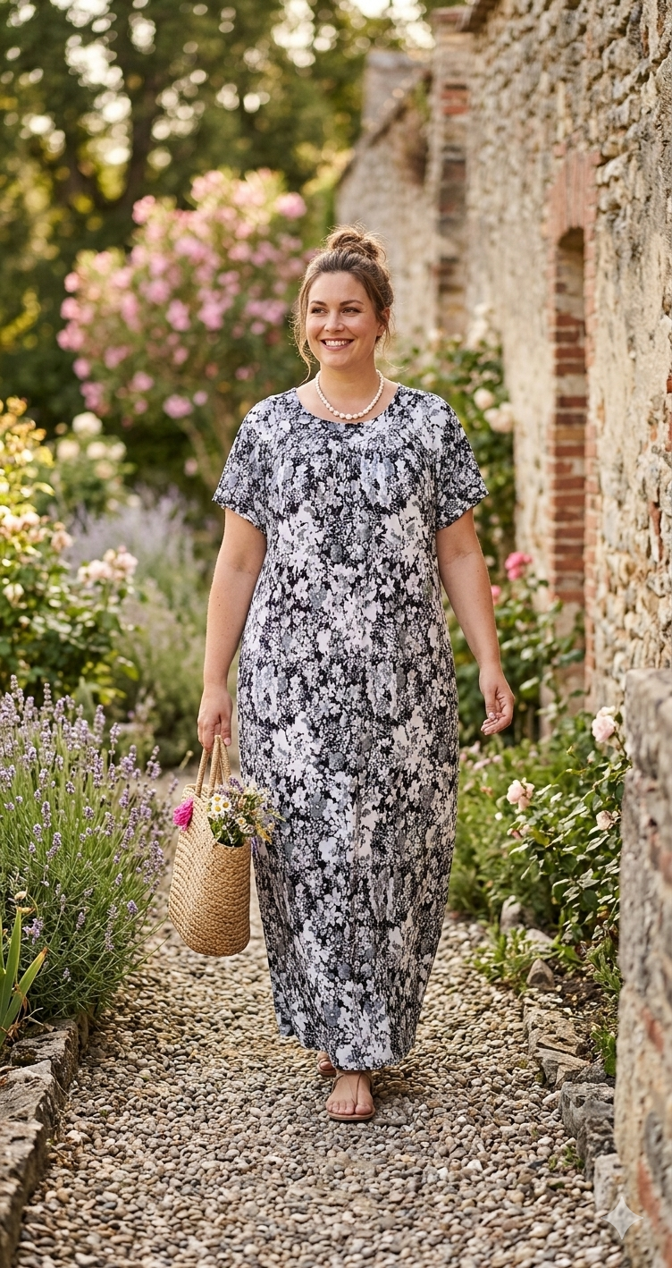 Robe Longue à Motifs – Élégance et Raffinement