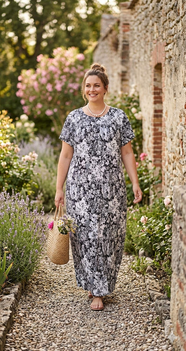 Robe Longue à Motifs – Élégance et Raffinement