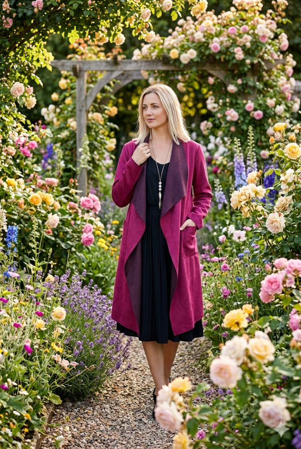 Veste longue effet daim – Élégance naturelle