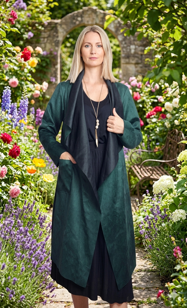 Veste longue effet daim – Élégance naturelle