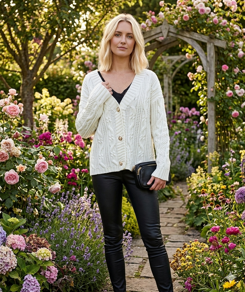 Gilet en maille blanche – Élégance intemporelle