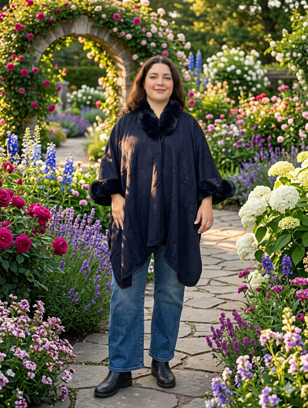 Poncho Douillet avec Finition Moumoute – Élégance et Confort