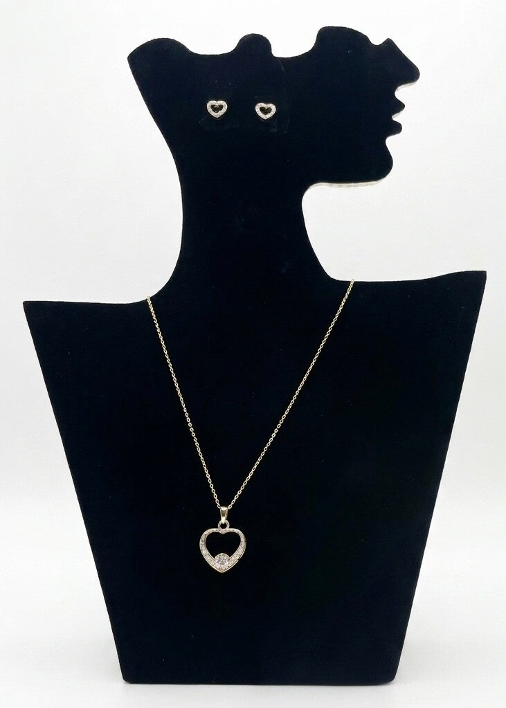 Parure élégante en acier inoxydable – Collier & boucles d’oreilles avec strass et motif