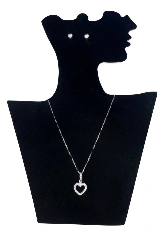Parure élégante en acier inoxydable – Collier & boucles d’oreilles avec strass et motif