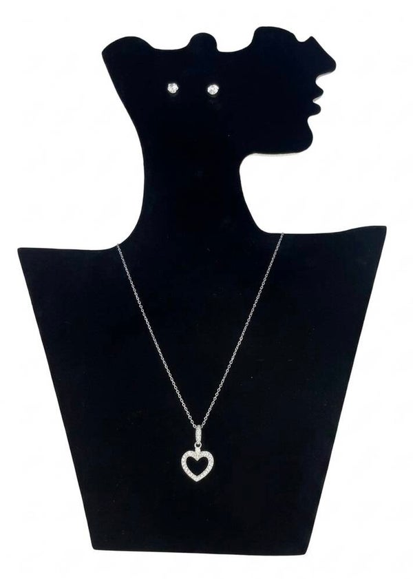 Parure élégante en acier inoxydable – Collier & boucles d’oreilles avec strass et motif