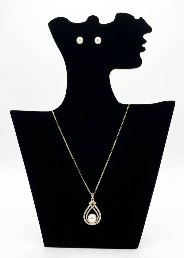 Parure élégante en acier inoxydable – Collier & boucles d’oreilles avec strass et motif