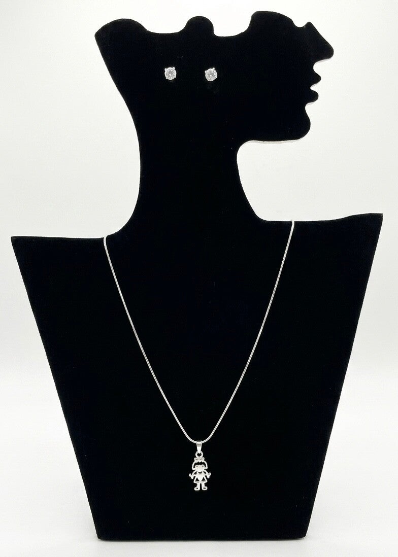 Parure élégante en acier inoxydable – Collier & boucles d’oreilles avec strass et motif