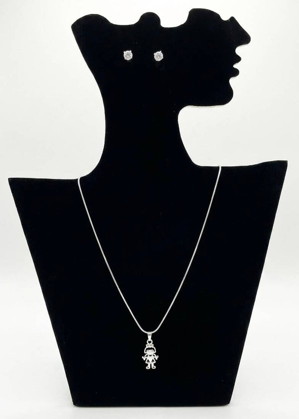 Parure élégante en acier inoxydable – Collier & boucles d’oreilles avec strass et motif