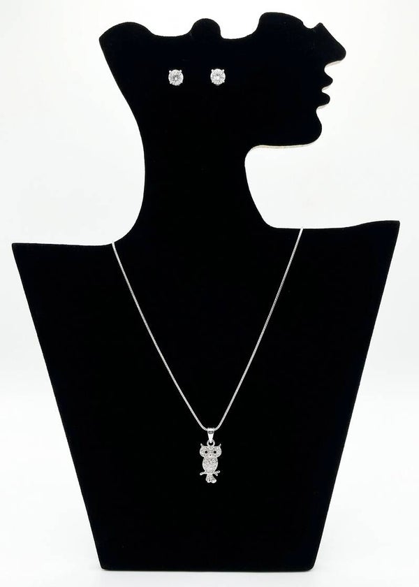 Parure élégante en acier inoxydable – Collier & boucles d’oreilles avec strass et motif