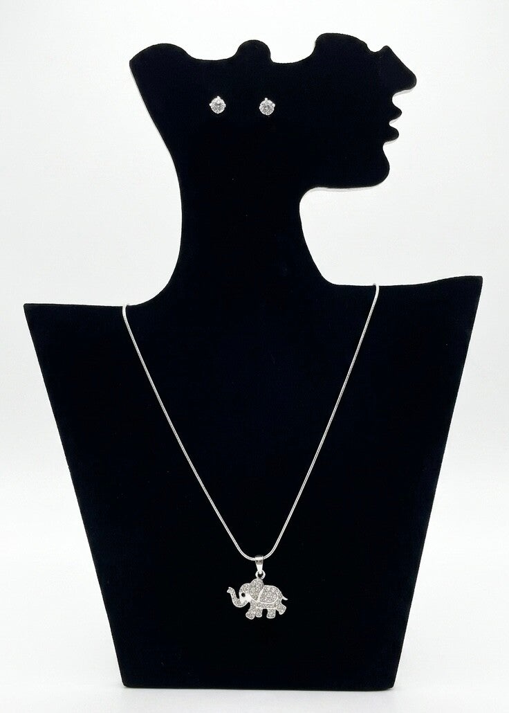 Parure élégante en acier inoxydable – Collier & boucles d’oreilles avec strass et motif