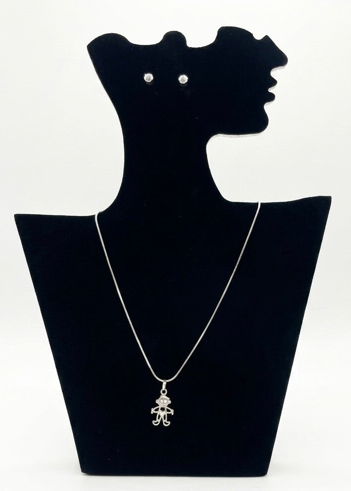 Parure élégante en acier inoxydable – Collier & boucles d’oreilles avec strass et motif