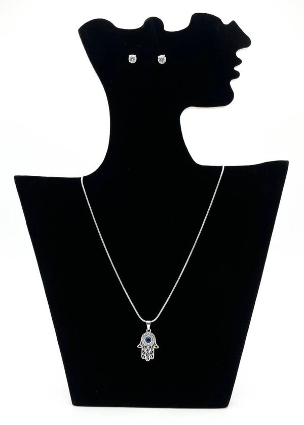 Parure élégante en acier inoxydable – Collier & boucles d’oreilles avec strass et motif