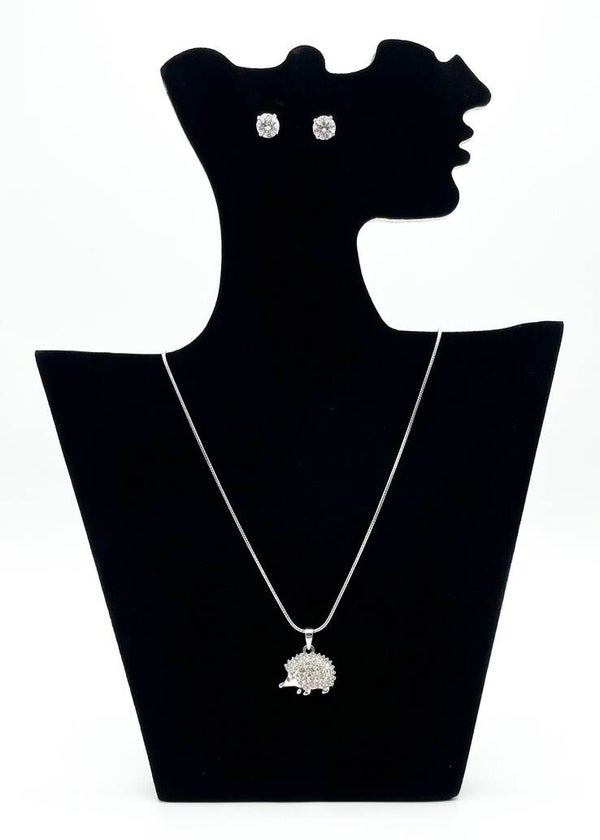 Parure élégante en acier inoxydable – Collier & boucles d’oreilles avec strass et motif