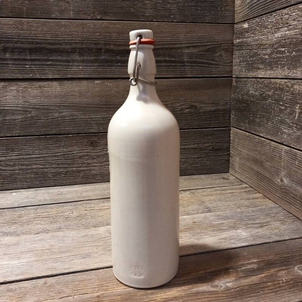 Originele Franse witte Gres fles, 0,75 ltr.