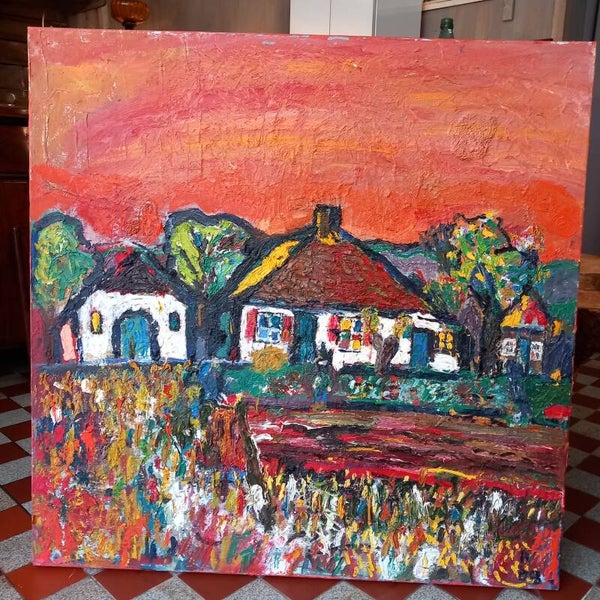 Schilderij van Ivo Vincken 2008, Boerderij in Wezep, Overijsel.