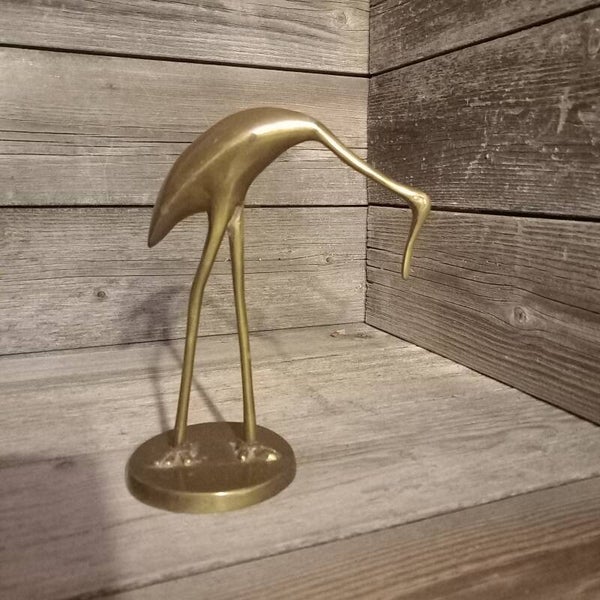 Messing beeldje van kraanvogel