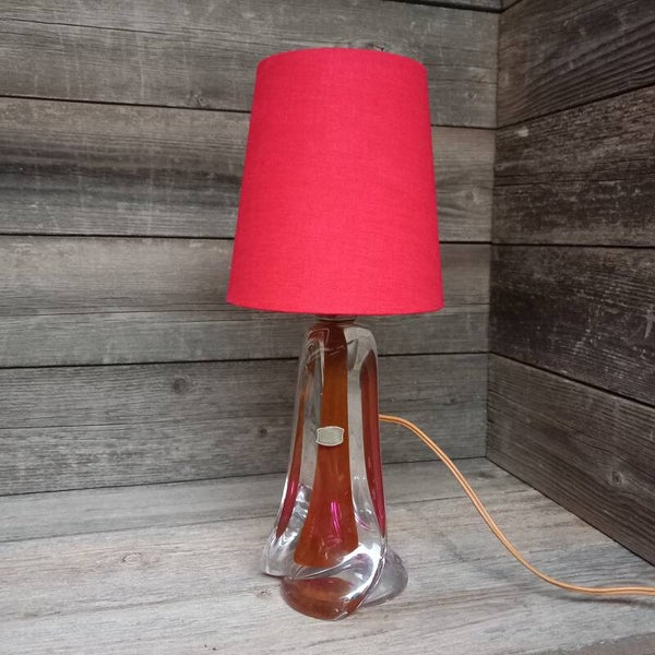 Kristallen tafellamp van Val Saint Lambert uit Belgie.