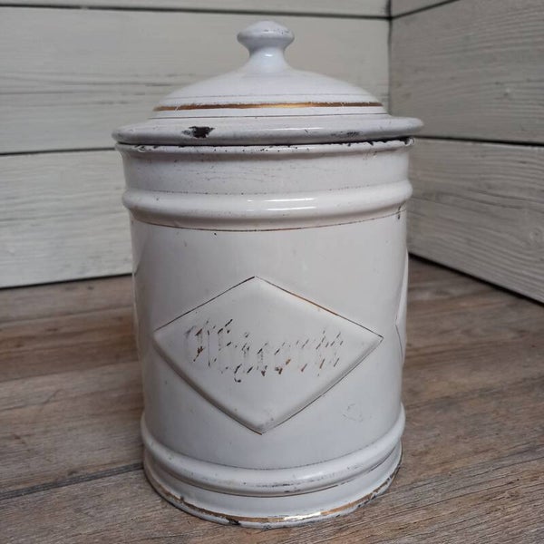 Emaille voorraadpot.