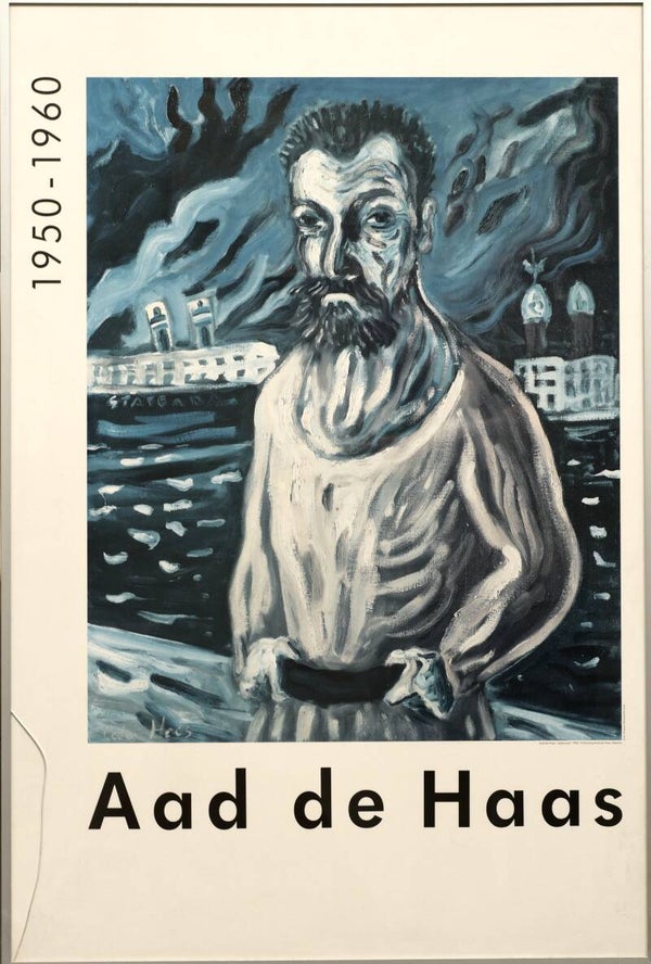 Ingelijste tentoonstellings affiche van Aad de Haas, 1968.