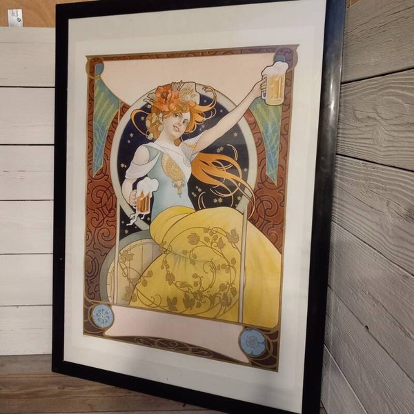 Ingelijste Art Nouveau prent.