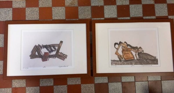 Set van 2 gesigneerde zeefdrukken van Christiaan Paul Damsté.
