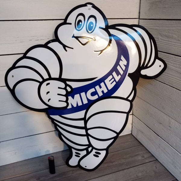 Groot emaille Michelin Bibendum bord.