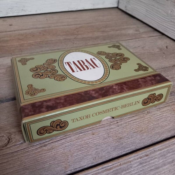 Vintage geschenkdoos van TABAC, zeepblok + parfumflacon, ongebruikt.