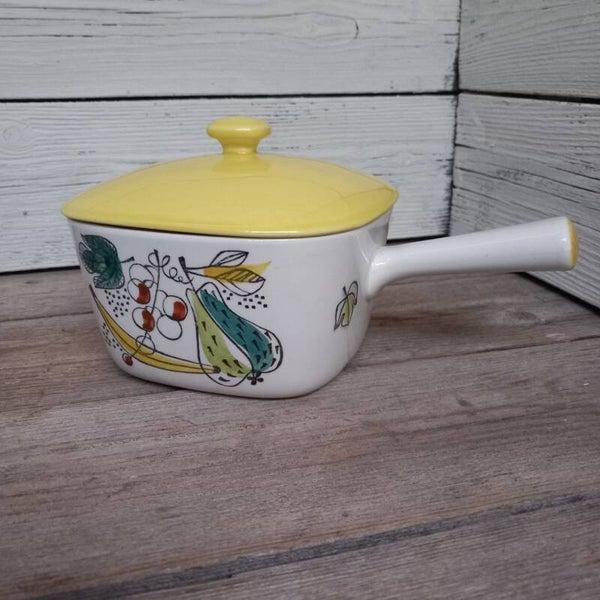 Vintage jaren '50 keramisch ovenbestendig pannetje van Rörstrand Zweden.