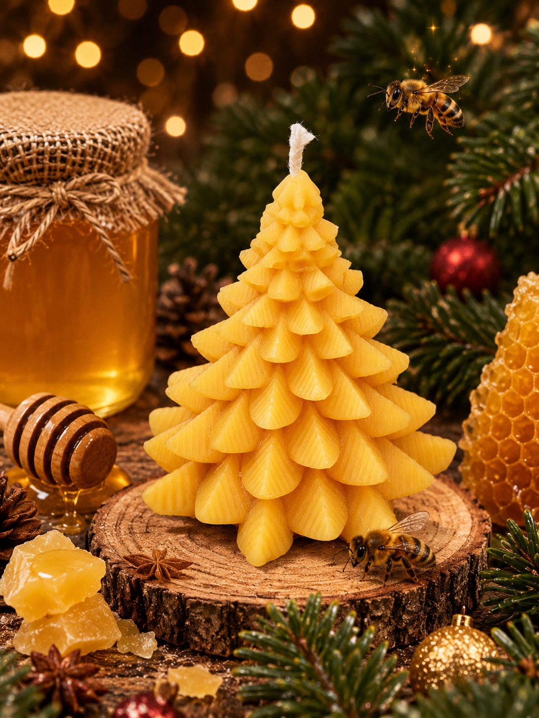 Bienenwachskerze „Tannenbaum breit“