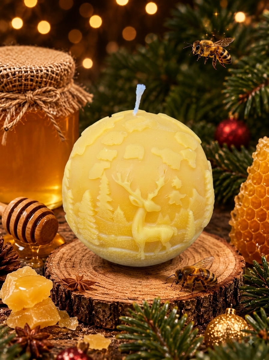 Bienenwachskerze „Weihnachtskugel“