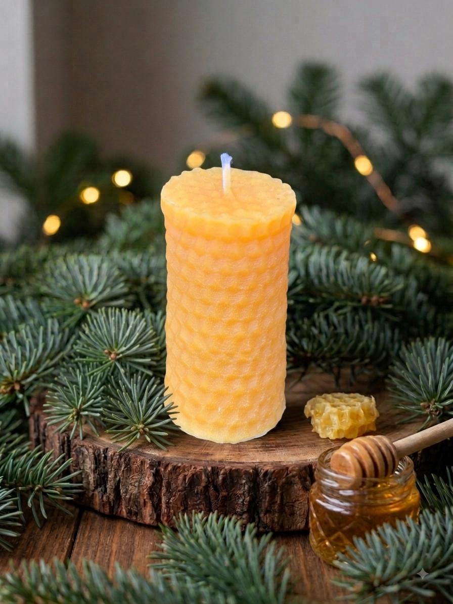 Bienenwachskerze „Wabenmuster“