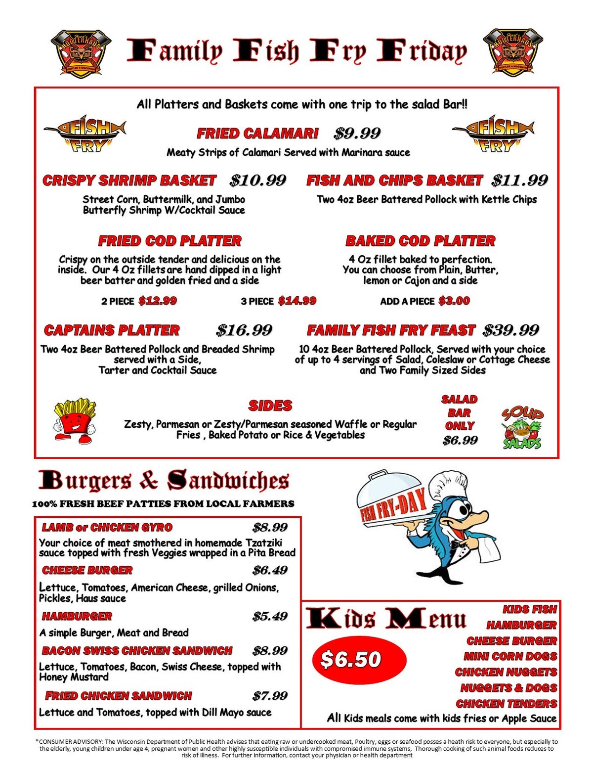 Menu | Hart's Hooterhaus