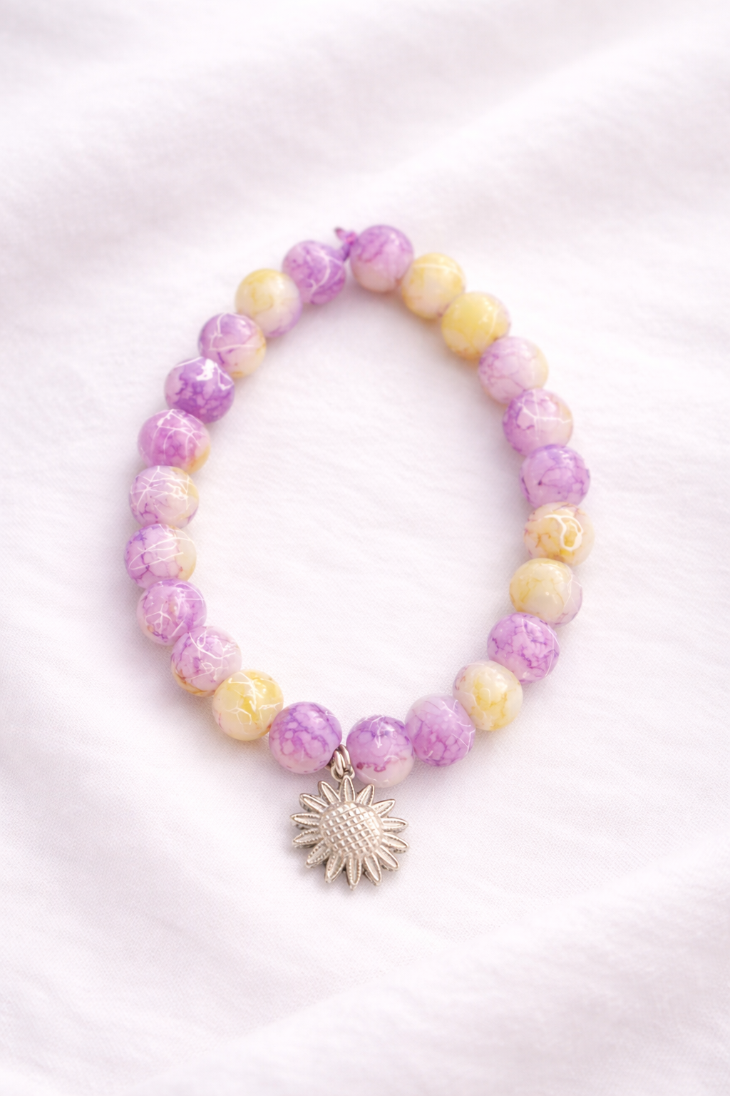 Pastell Perlenarmband mit Sonne –