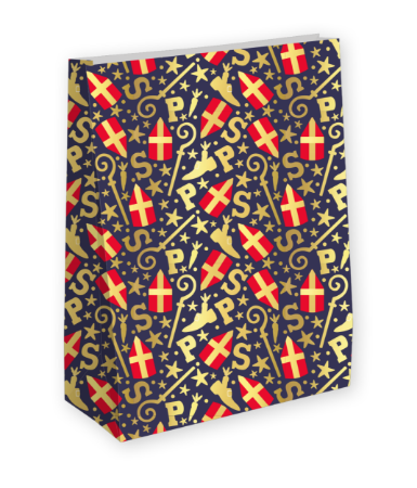 Cadeauzakjes | Kraftzak Mijter Feest blauw (groot)