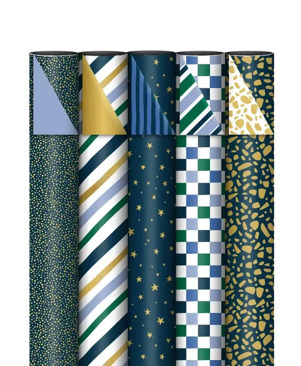 Cadeaupapier Luxury set | blauw, goud & groen