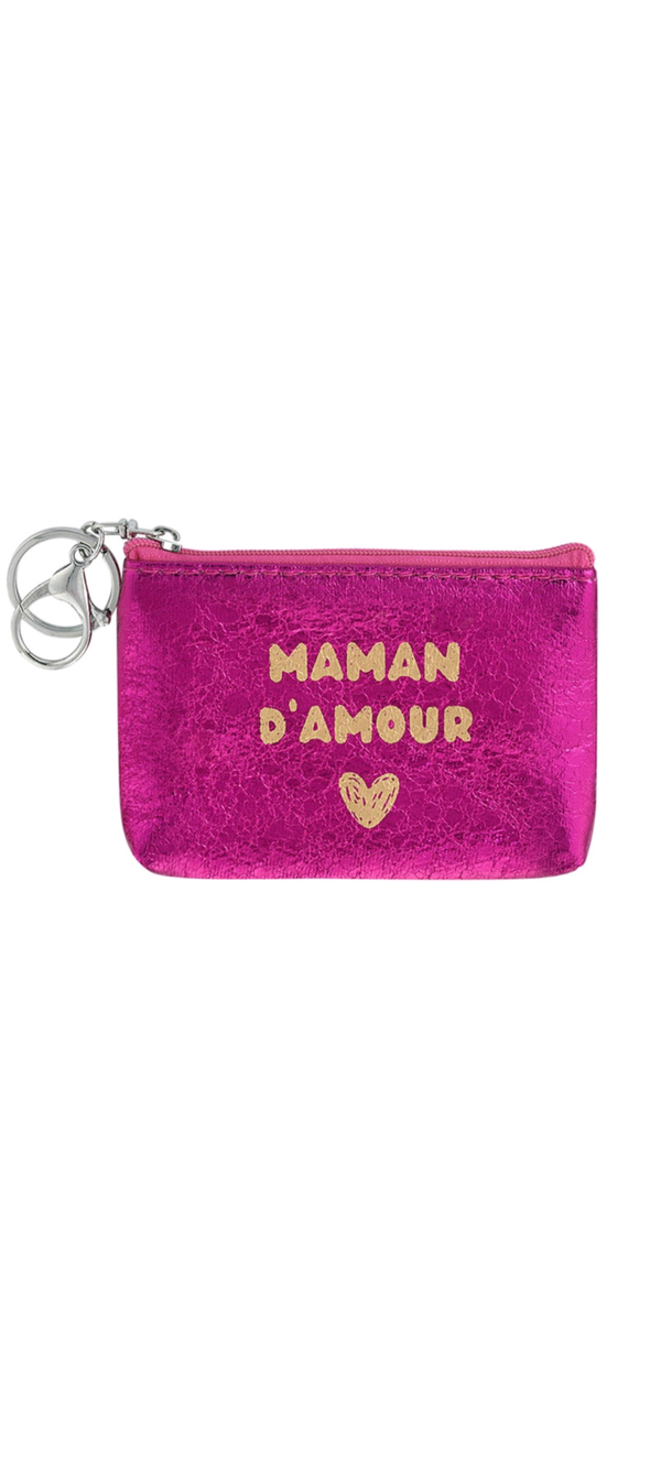 Cadeaus | Sleutelhanger portemonnee metallic "maman d'amour"