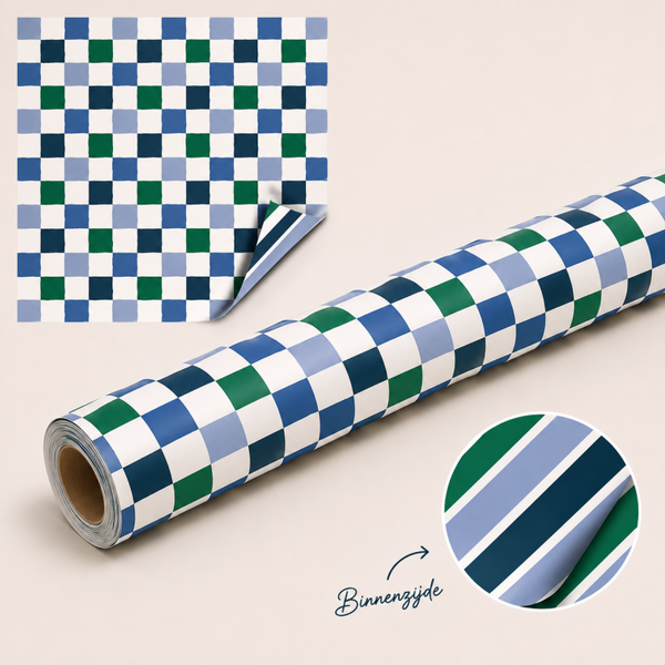 Cadeaupapier Cubes Blue | Blauw & wit