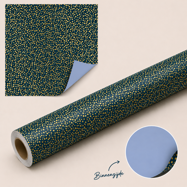 Cadeaupapier Luxury Dots | Donkerblauw & goud