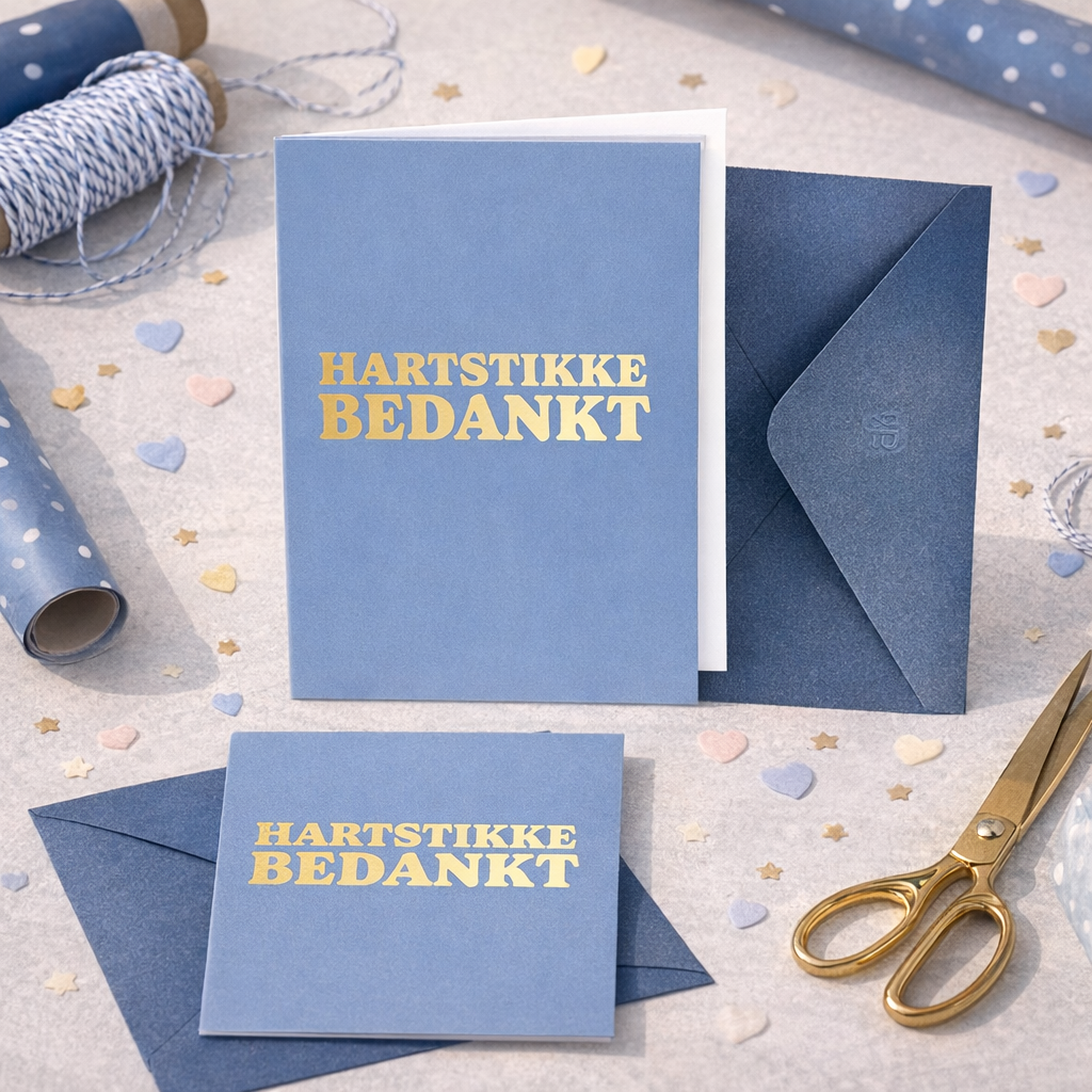 Wenskaarten | Hartstikke bedankt blauw