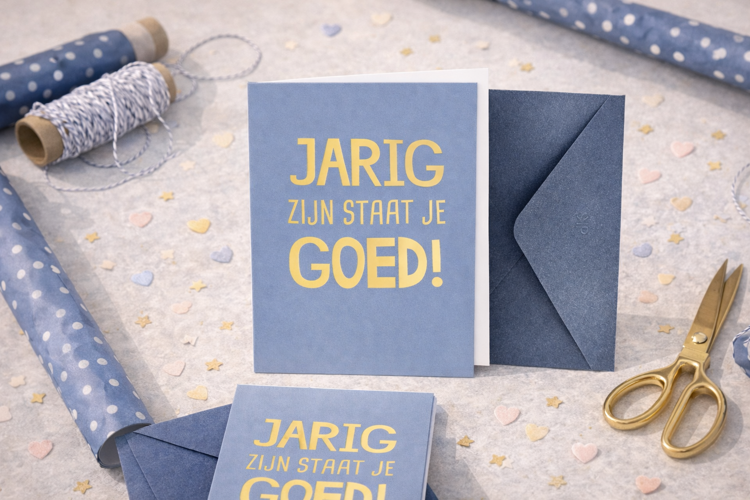 Wenskaarten | A6 Jarig blauw