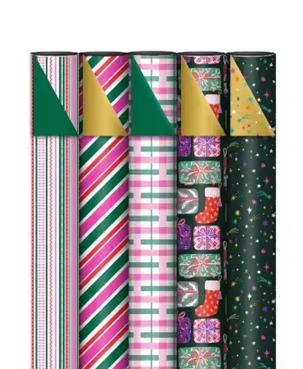 Cadeaupapier Funky set | Roze, Groen & Goud