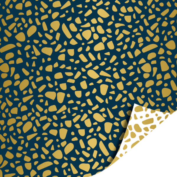 Cadeaupapier Terrazzo | Donkerblauw & Goud