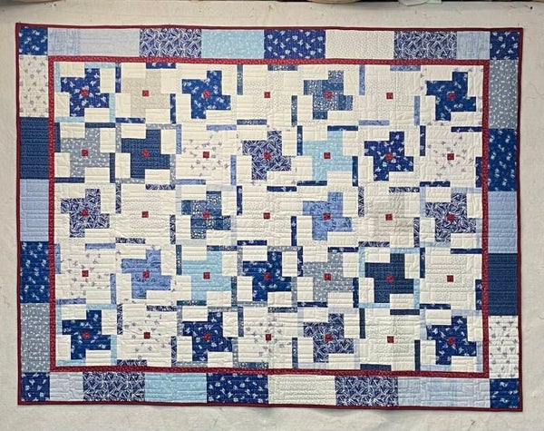 Quilt: DW Red/White/Blue Windmills SOLD