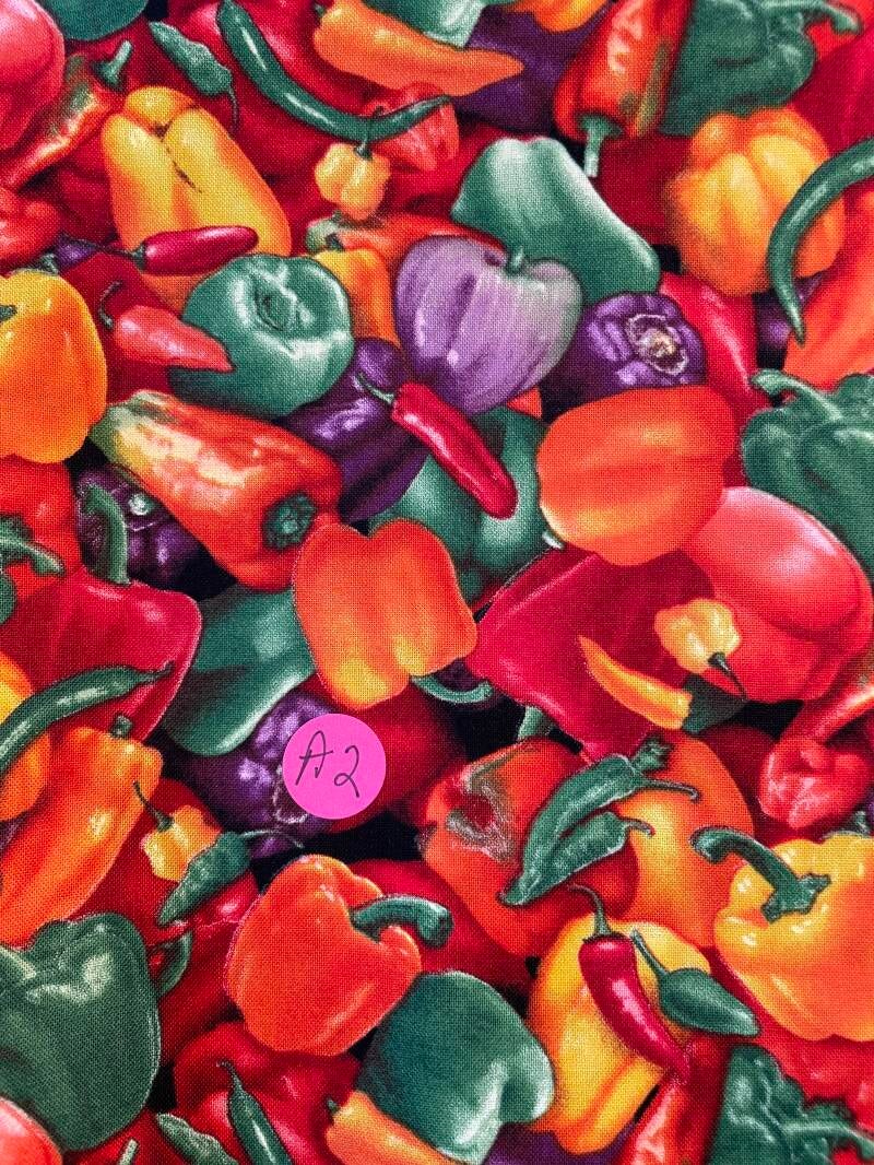 Vegetable Mix Quilted Mat (Orange Back and Orange Stripe Binding)